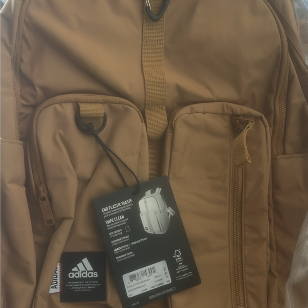 Adidas Black and Tan Backpack